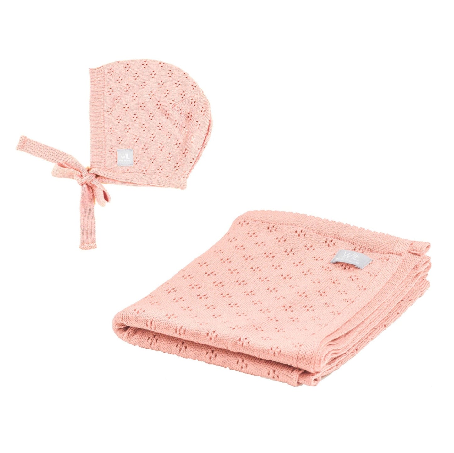 Merino Wool Baby Gift Set - Blanket & Bonnet (LOVE Collection) - Kindeco