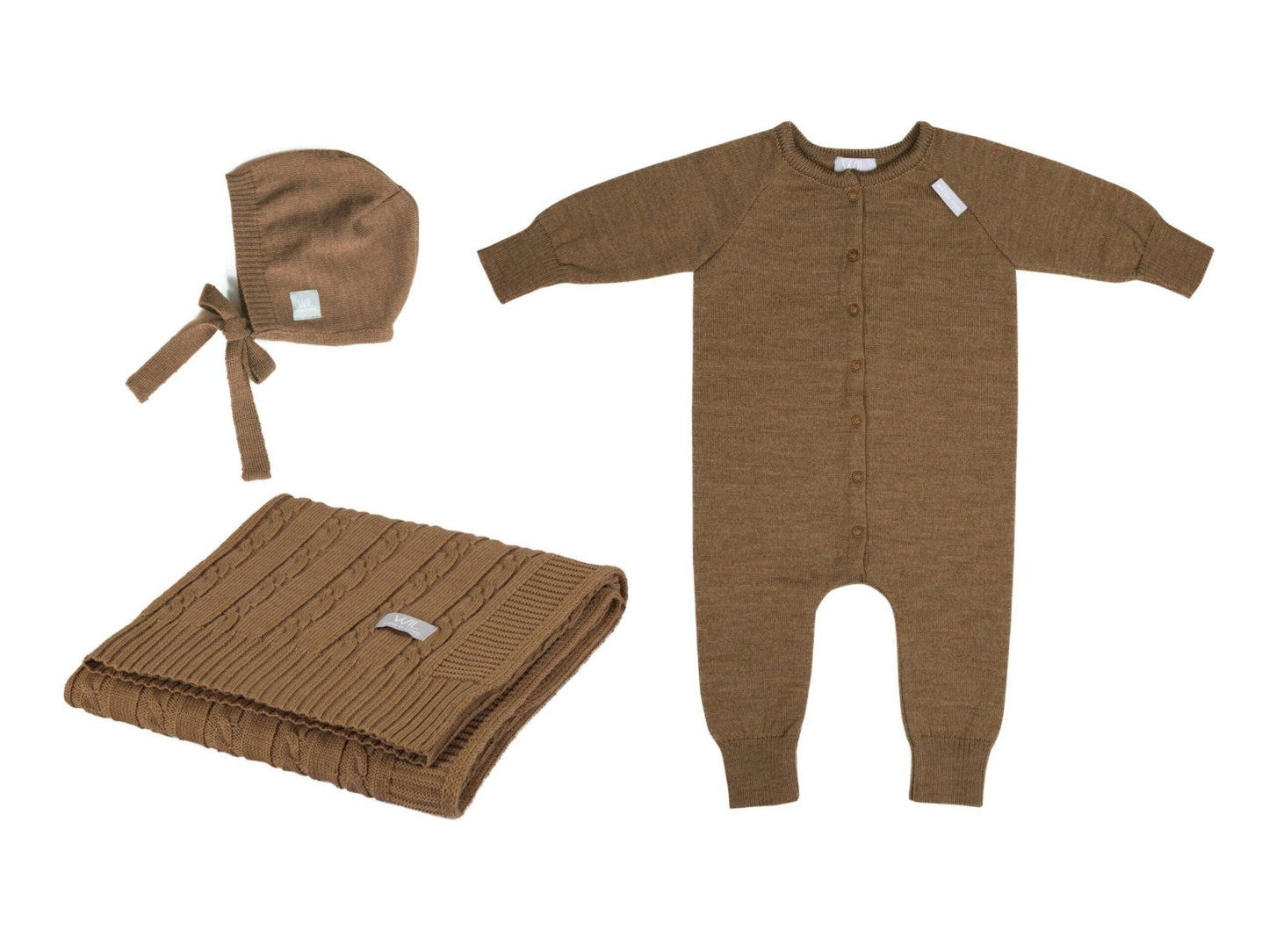 Merino Wool Baby Gift Set - Blanket, Romper & Bonnet (JOY Collection) - Kindeco