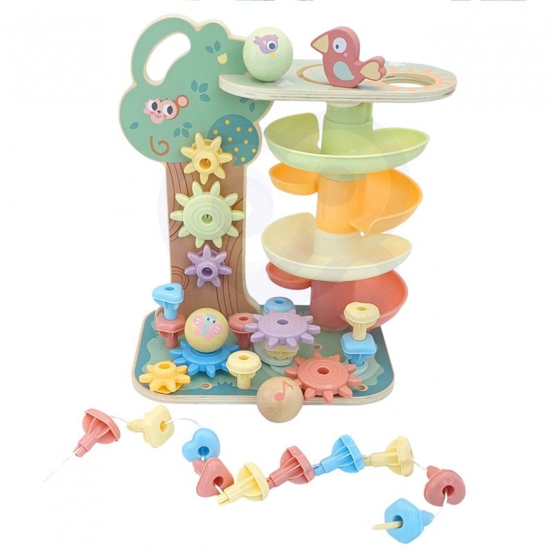 Montessori 4 - in - 1 Wooden Activity Tree - Kindeco