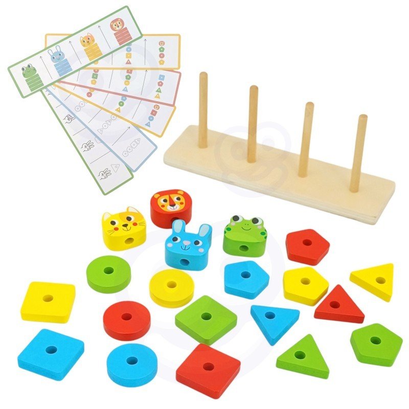 Montessori Puzzle Pyramid with Animals - Kindeco