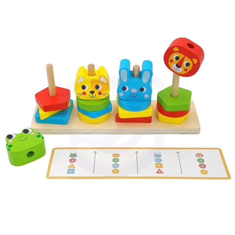 Montessori Puzzle Pyramid with Animals - Kindeco