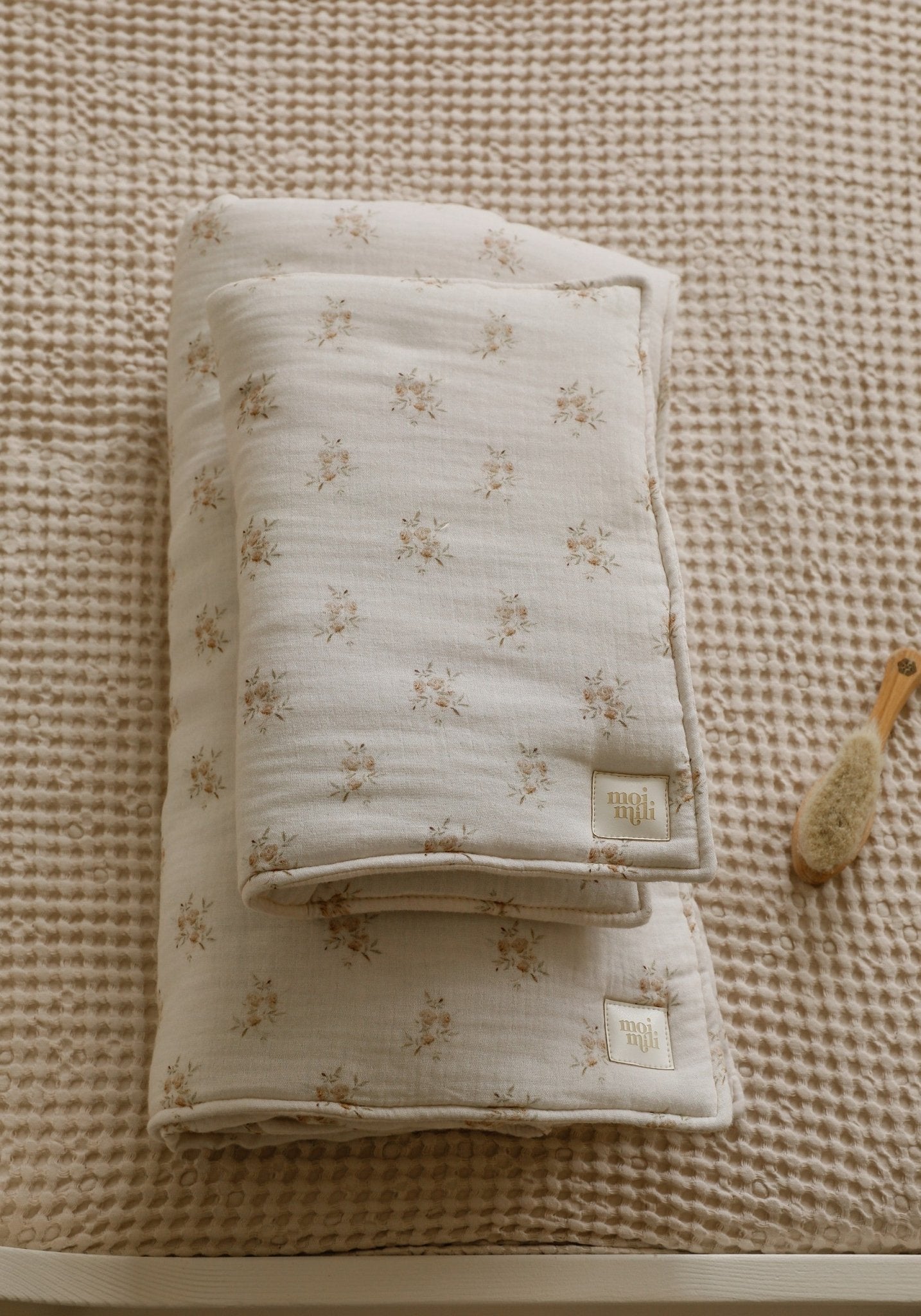 Muslin Baby Blanket + Pillow Set - Boho Flowers - Kindeco