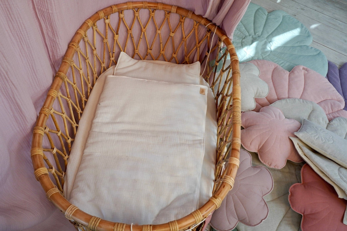 Muslin Baby Blanket + Pillow Set - Cream - Kindeco