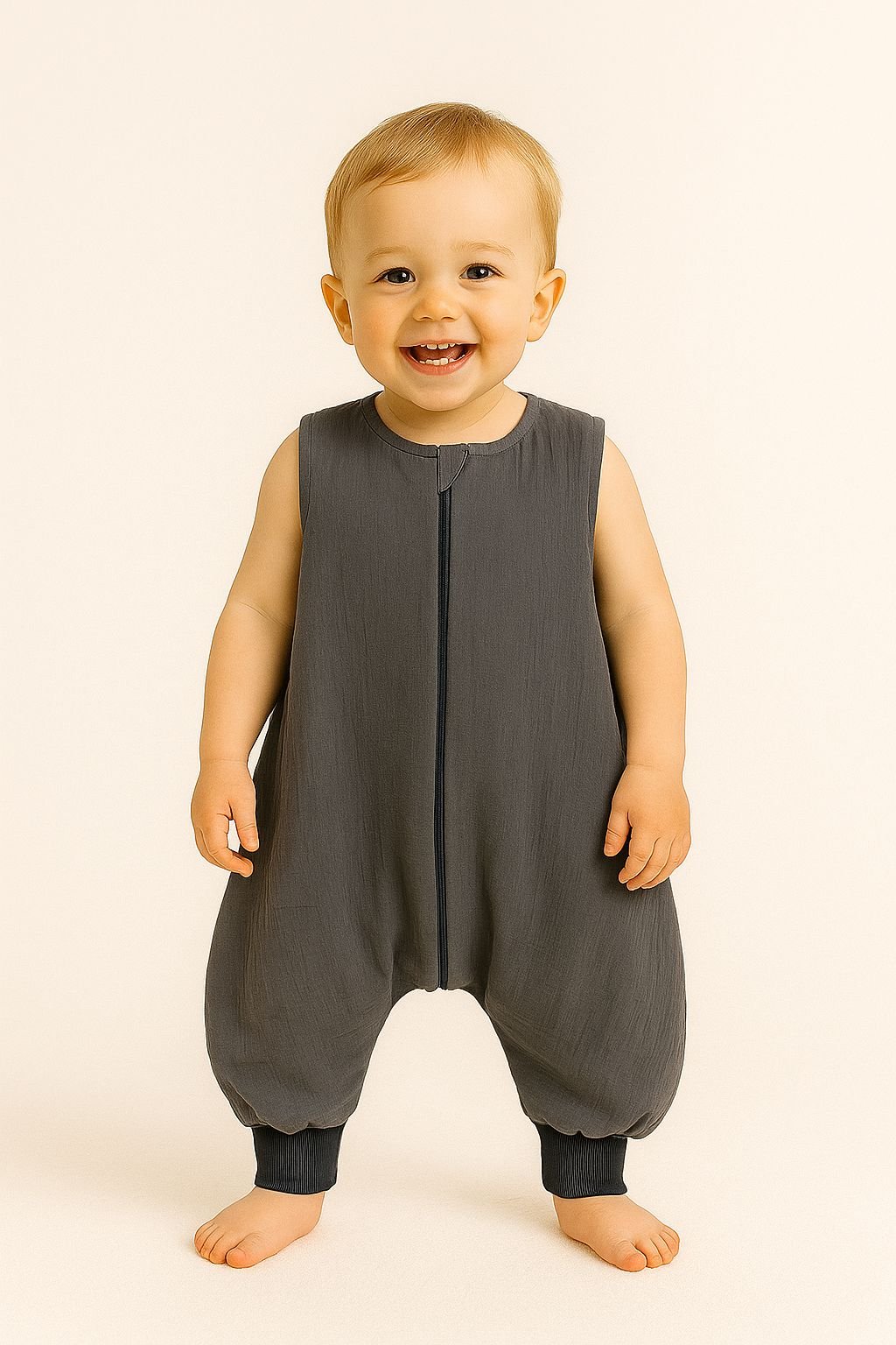 Muslin Baby Sleeping Bag with Legs – Anthracite - Kindeco