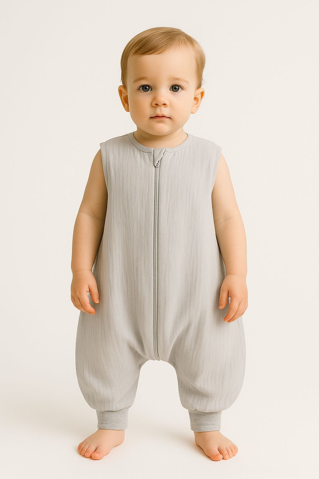 Muslin Baby Sleeping Bag with Legs – Grey - Kindeco