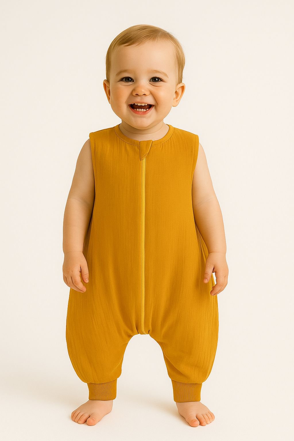 Muslin Baby Sleeping Bag with Legs – Honey Yellow - Kindeco