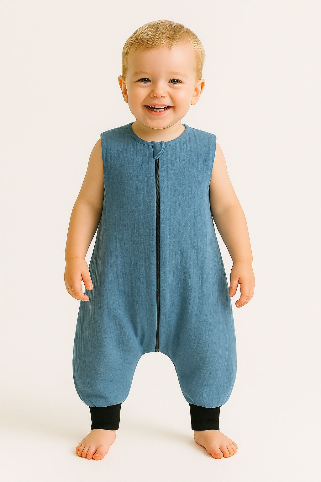 Muslin Baby Sleeping Bag with Legs – Pastel Blue - Kindeco