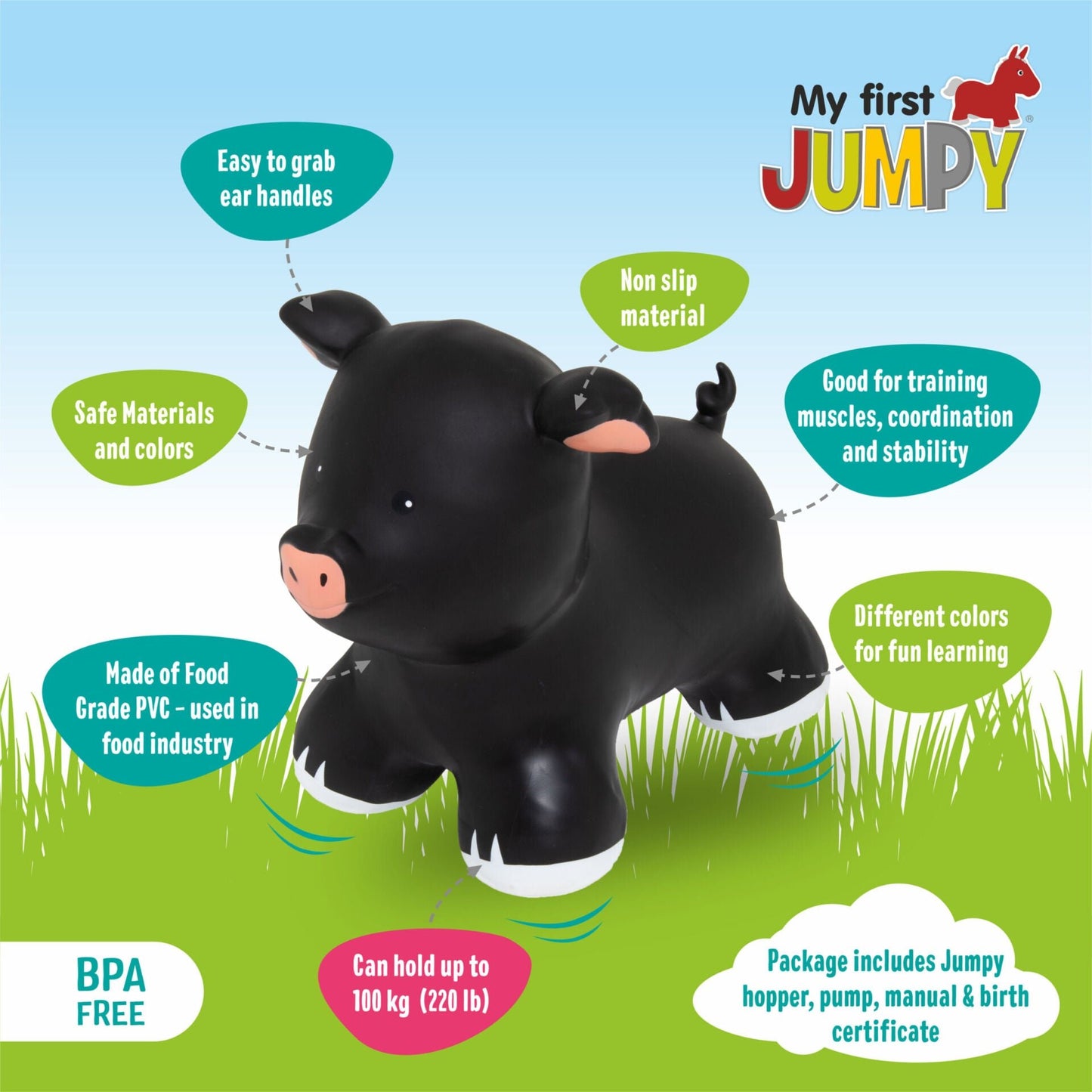 My First JUMPY – Black Piggy Hopper - Kindeco