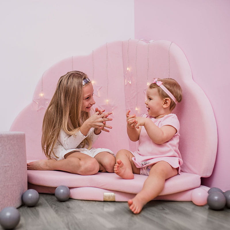 Play Mat for Kids - Cloud Shaped Pink Velvet - Kindeco