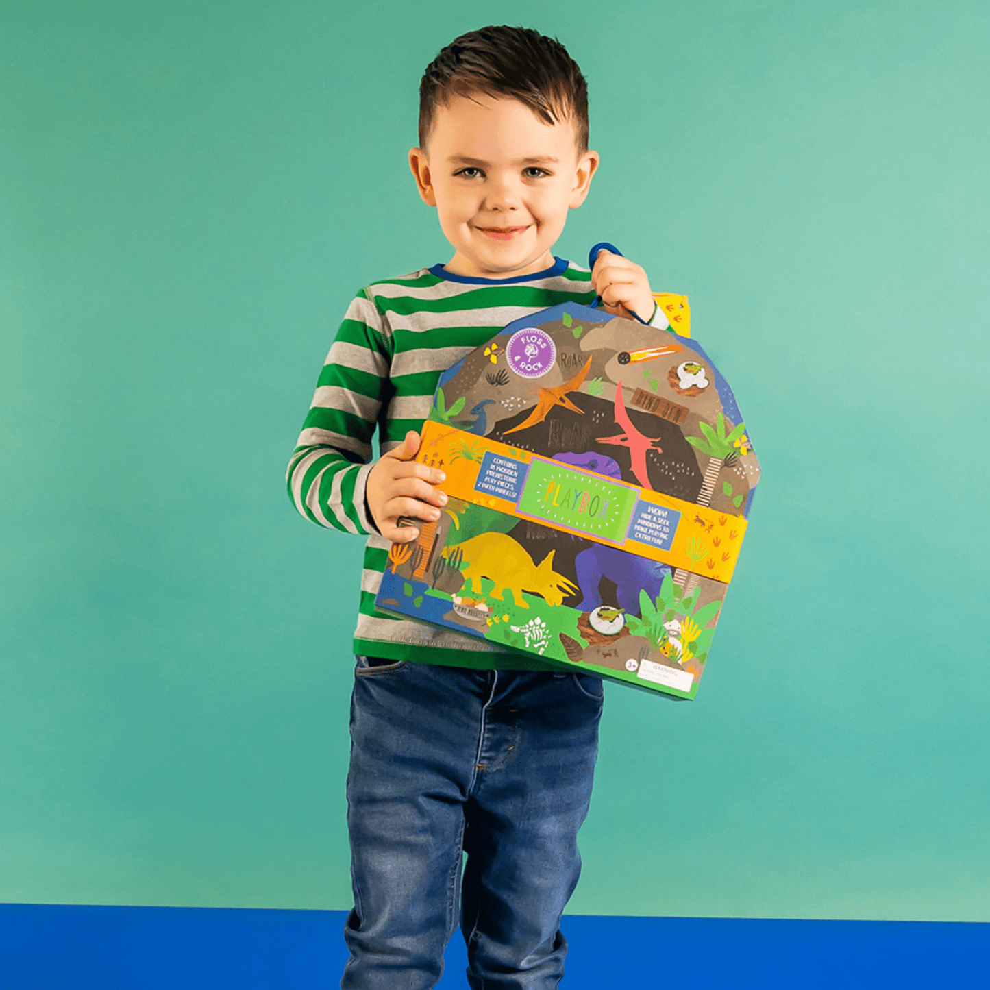 Playbox with Wooden Pieces - Dinosaur - Kindeco