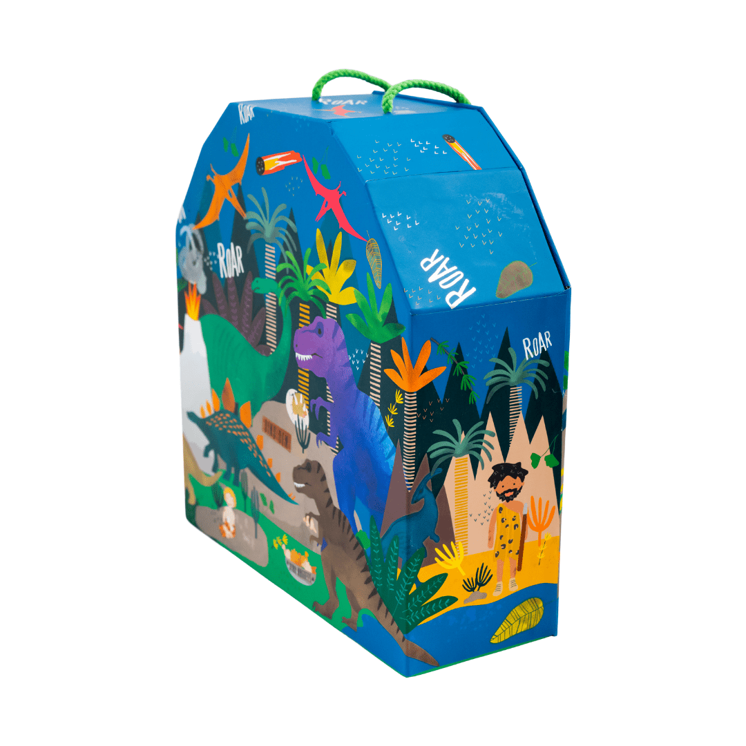 Playbox with Wooden Pieces - Dinosaur - Kindeco
