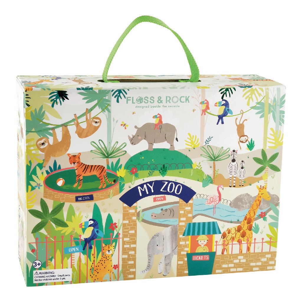 Playbox with Wooden Pieces - Jungle & Zoo - Kindeco
