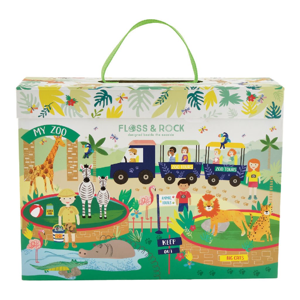 Playbox with Wooden Pieces - Jungle & Zoo - Kindeco
