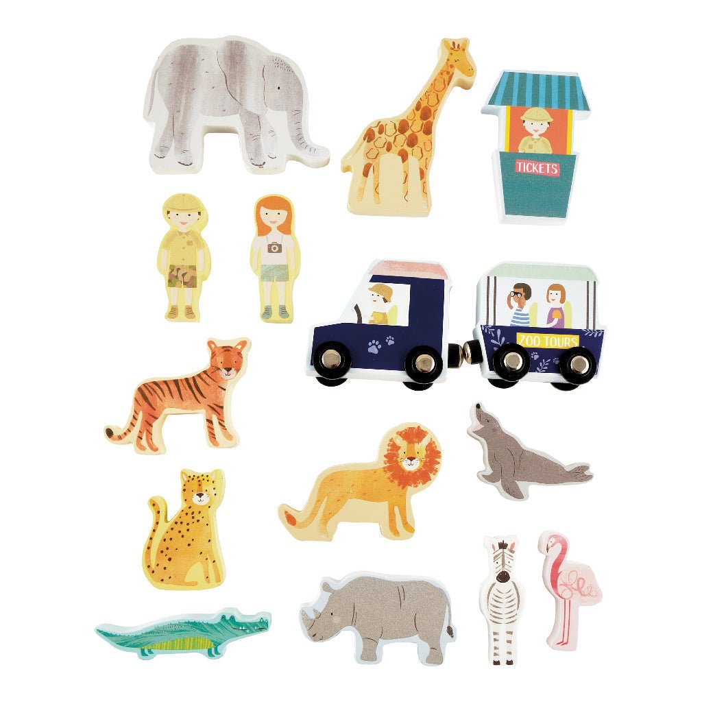 Playbox with Wooden Pieces - Jungle & Zoo - Kindeco