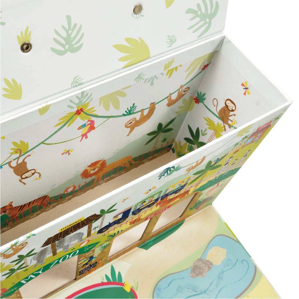 Playbox with Wooden Pieces - Jungle & Zoo - Kindeco