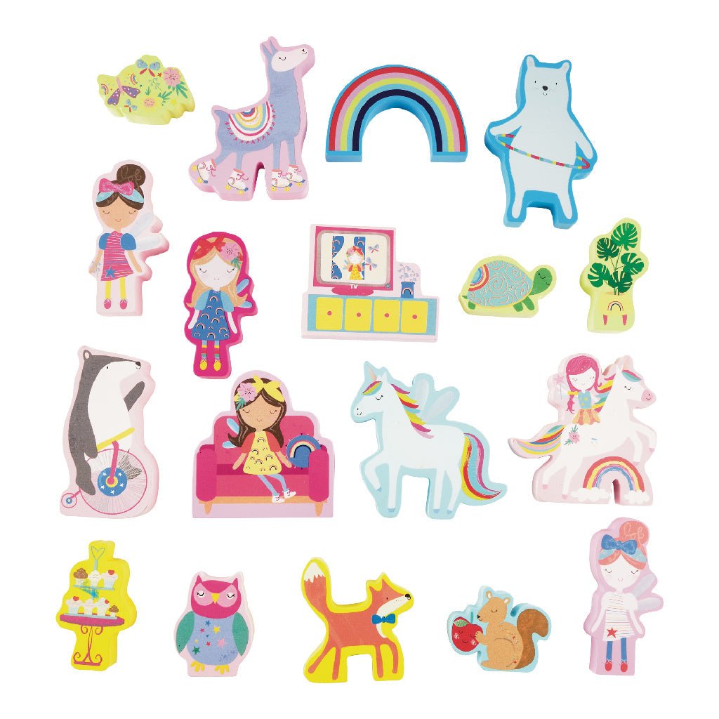 Playbox with Wooden Pieces - Rainbow Fairy - Kindeco