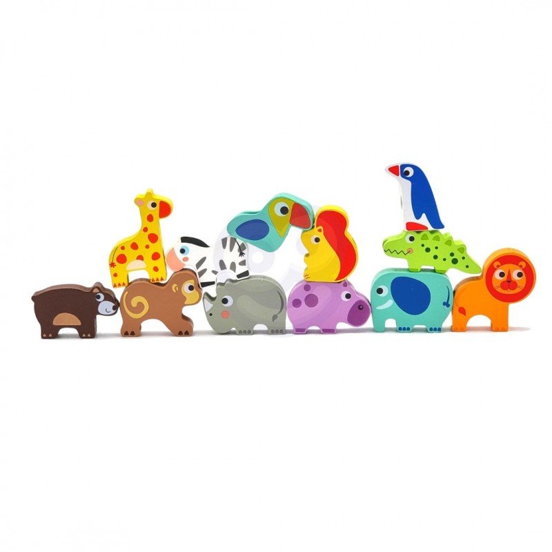 Safari Animal Shaped Wooden Threading Blocks - Kindeco