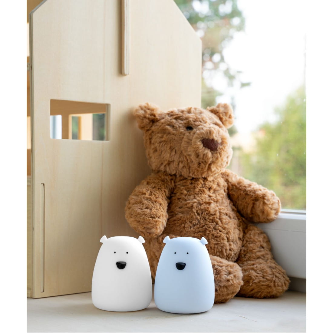 Set of 2 Mini Bear Lights - White and Arctic Blue - Kindeco