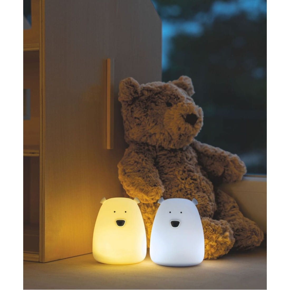 Set of 2 Mini Bear Lights - White and Arctic Blue - Kindeco