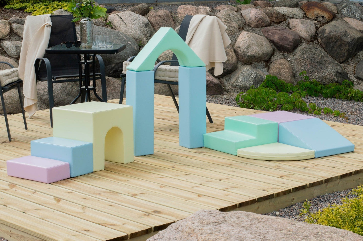 Soft Play 10 Foam Block Set - Light Pastel Creativity - Kindeco