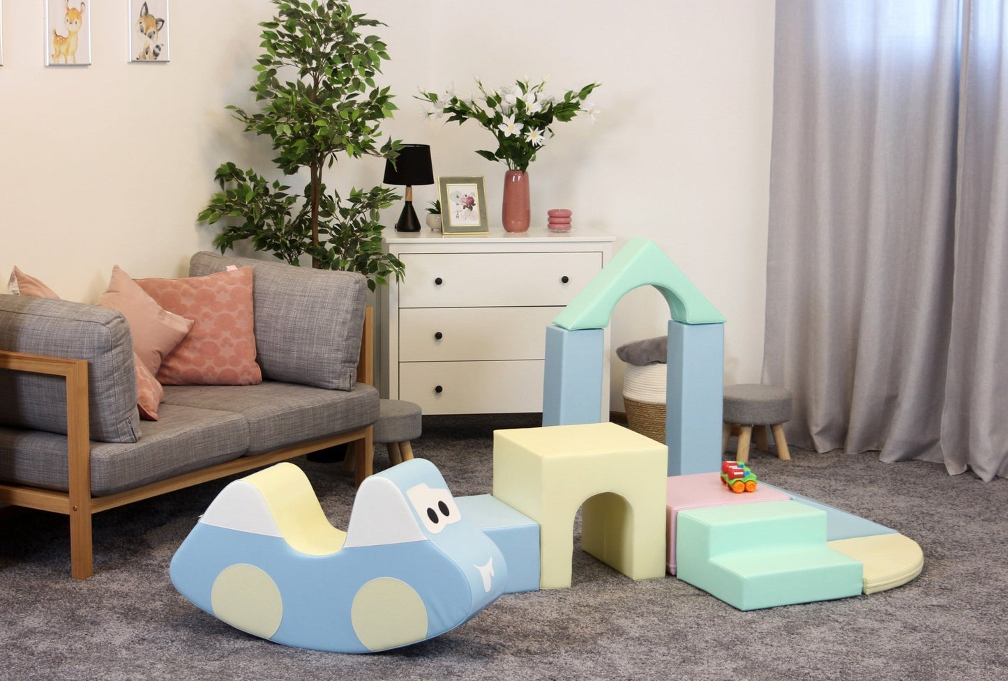Soft Play 10 Foam Block Set - Light Pastel Creativity - Kindeco