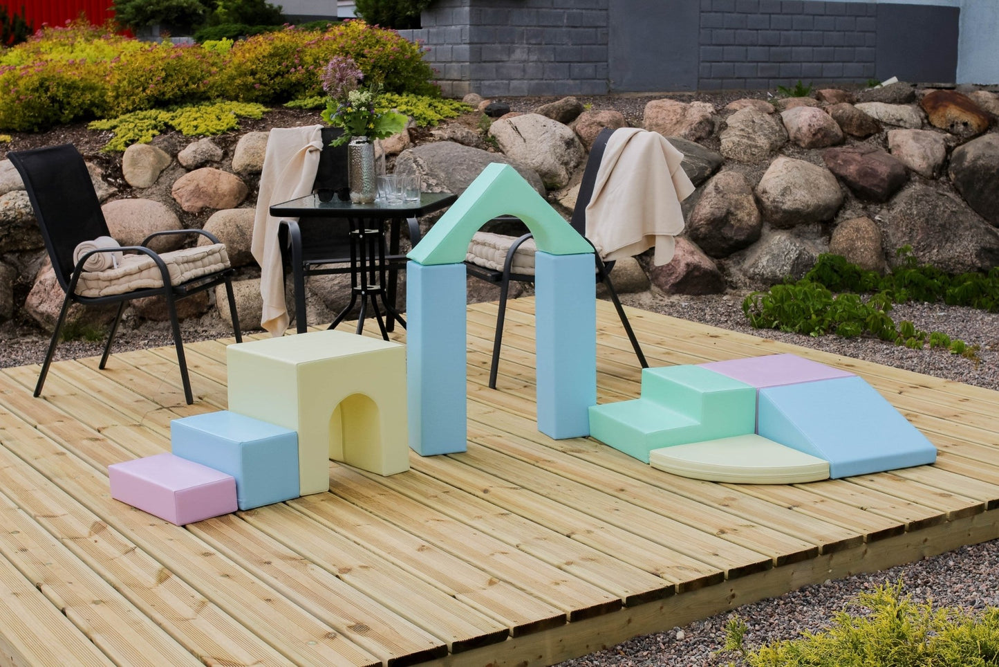 Soft Play 10 Foam Block Set - Light Pastel Creativity - Kindeco
