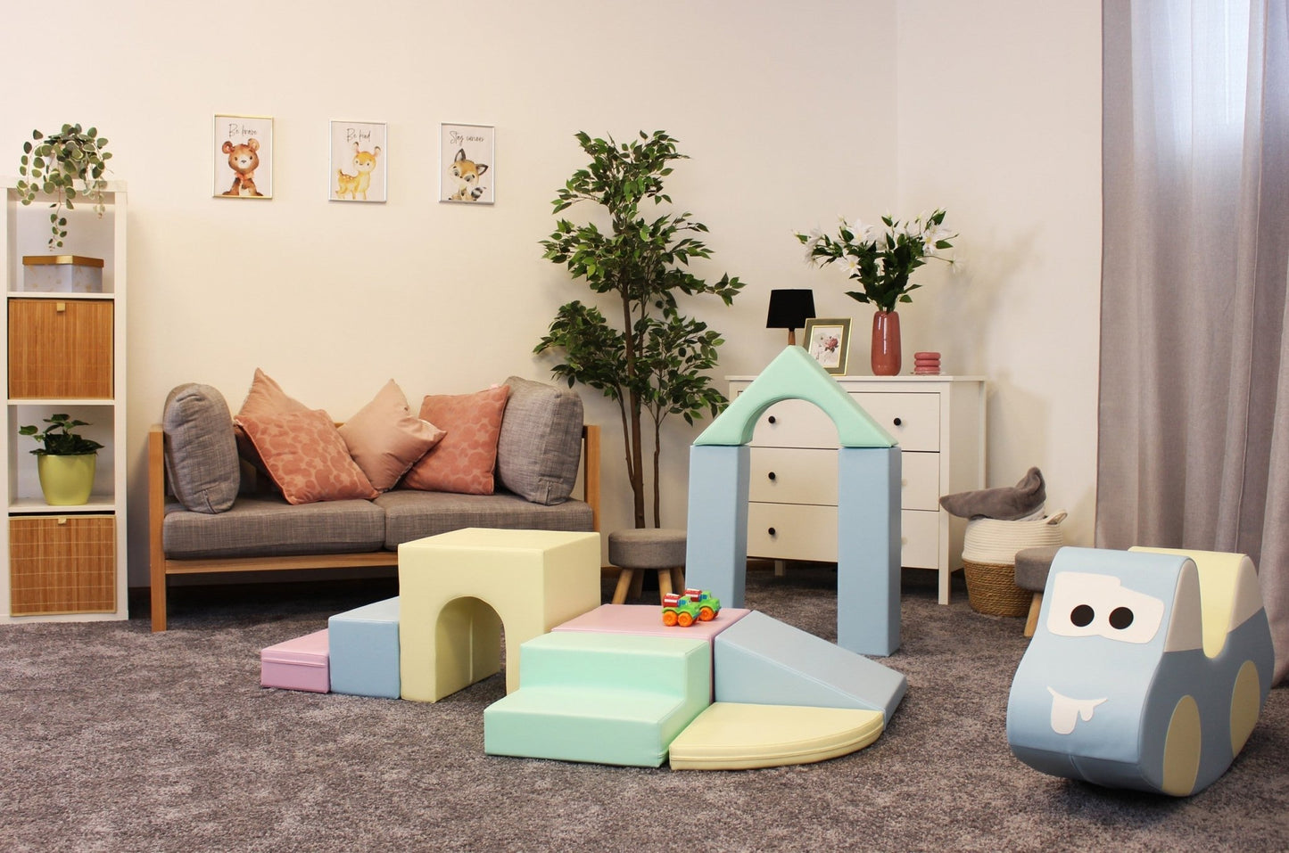 Soft Play 10 Foam Block Set - Light Pastel Creativity - Kindeco