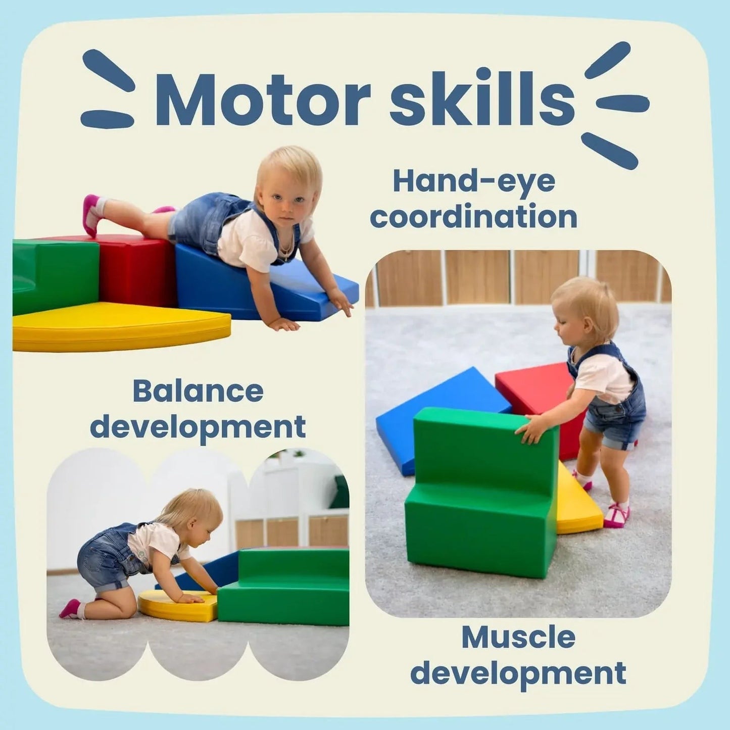 Soft Play Ride On Toy - Blue Car - Kindeco