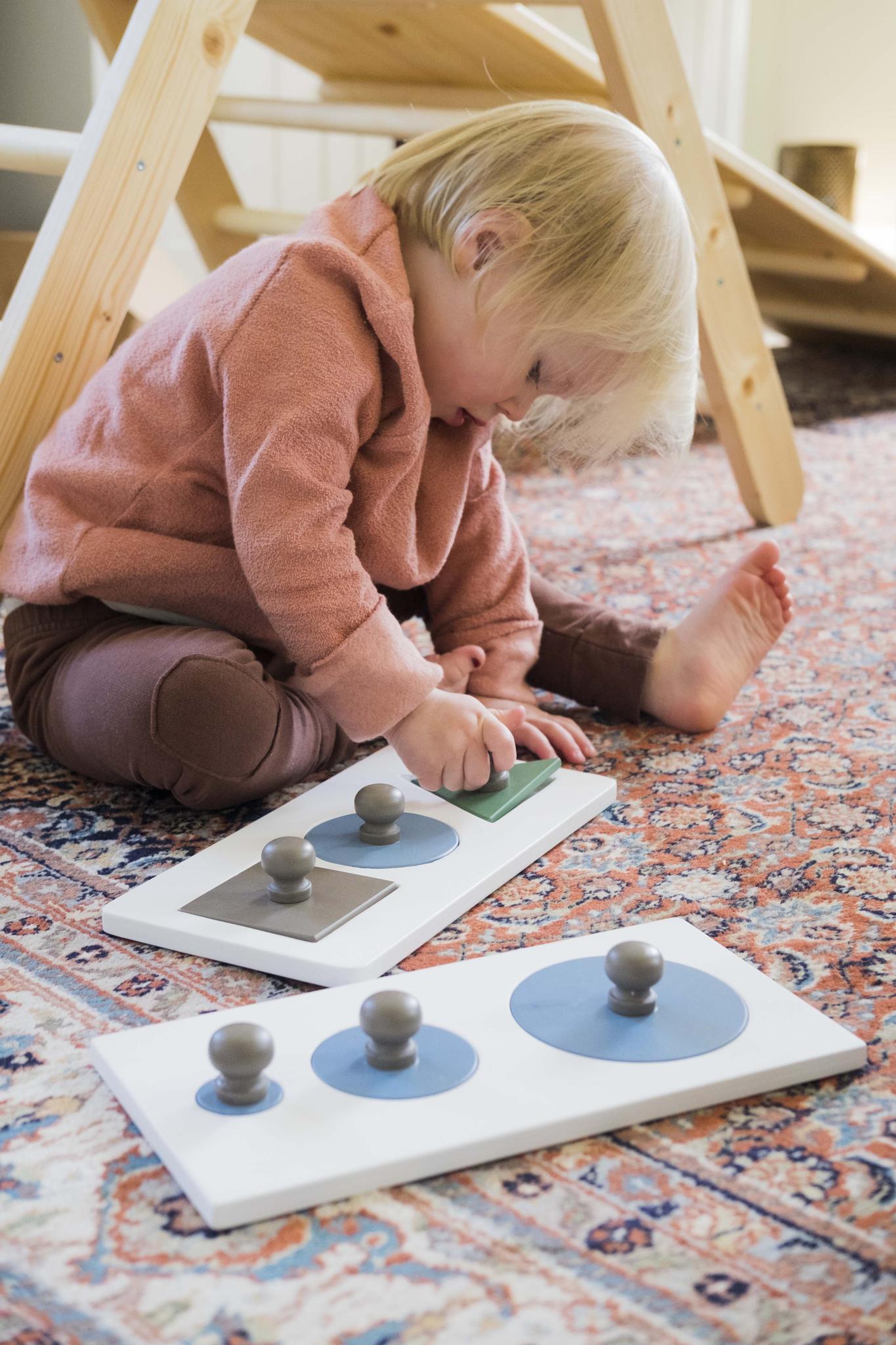 Solid Montessori Wood Shape Puzzle - Circles in Various Sizes - Kindeco