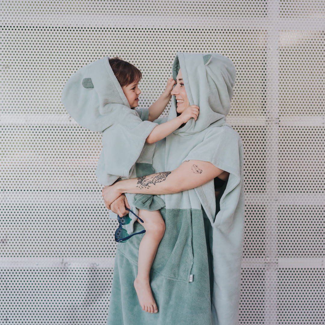 Surfbear Kids Bath Poncho - Green - Kindeco