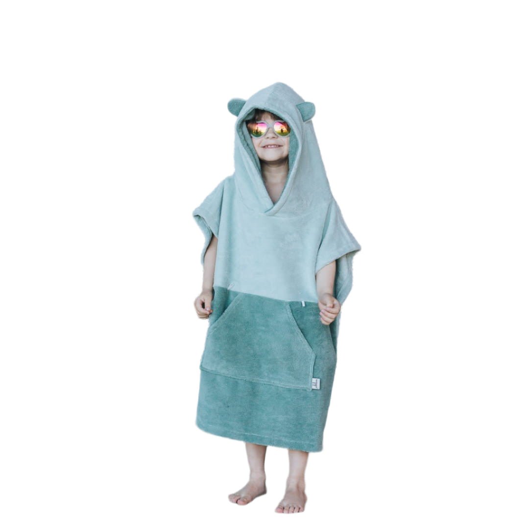 Surfbear Kids Bath Poncho - Green - Kindeco