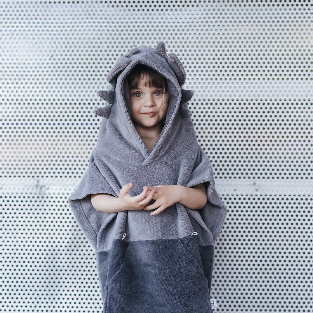 Surfdragon Kids Bath Poncho - Grey - Kindeco