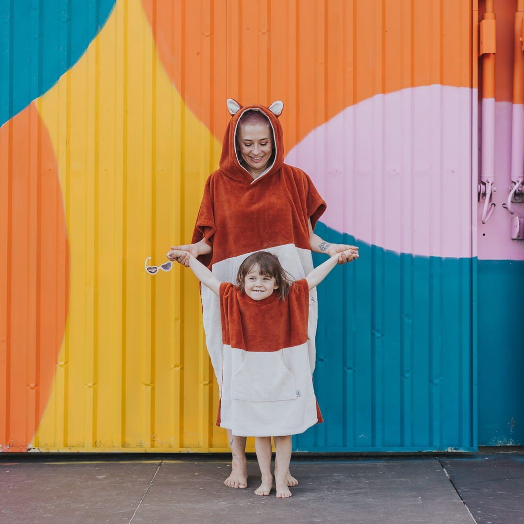 Surffoxy Kids Bath Poncho - Orange - Kindeco