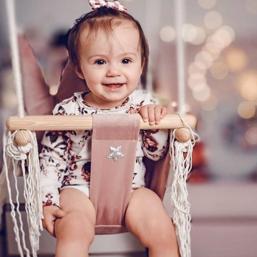 Swing with Crown Shaped Cushion - Dusty Pink - Kindeco