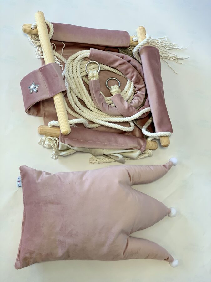 Swing with Crown Shaped Cushion - Dusty Pink - Kindeco
