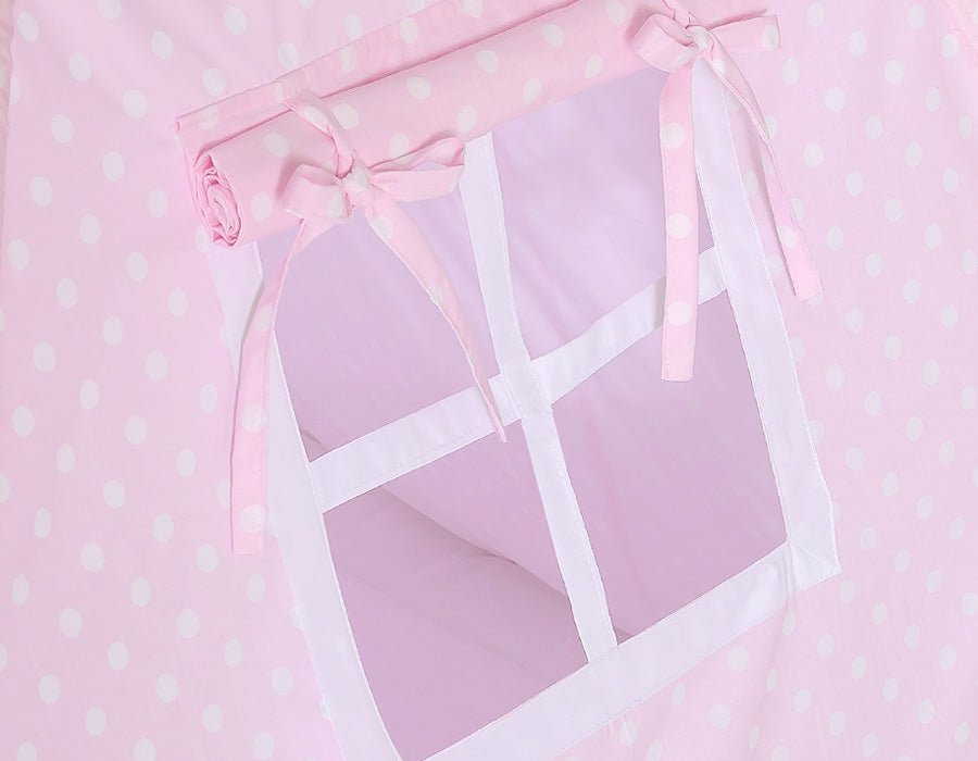 Teepee Tent for Kids – White Dots on Pink - Kindeco