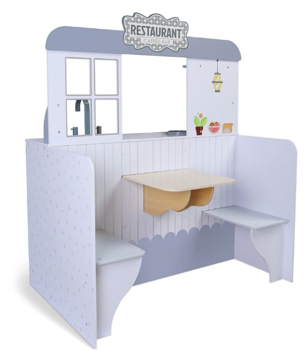 Wooden 2 - in - 1 Diner & Kitchen Play Set - Kindeco