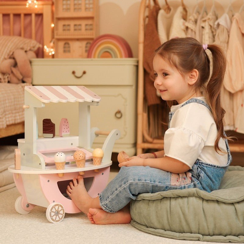 Wooden 3 - in - 1 Ice Cream Shop & Market Cart - Kindeco