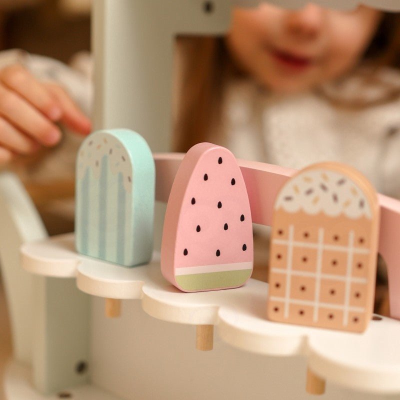 Wooden 3 - in - 1 Ice Cream Shop & Market Cart - Kindeco
