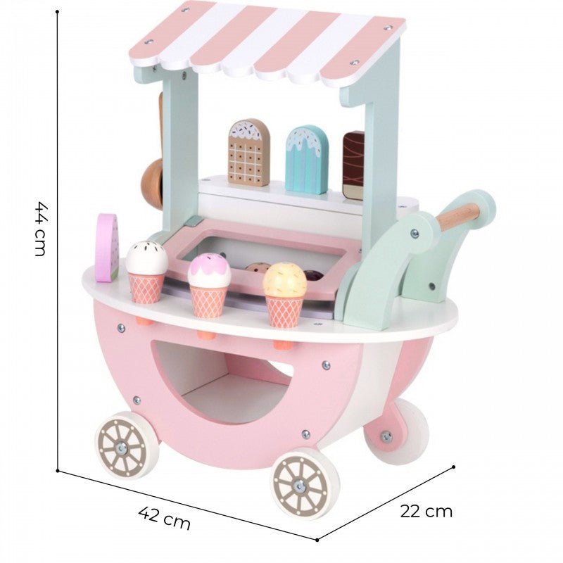 Wooden 3 - in - 1 Ice Cream Shop & Market Cart - Kindeco