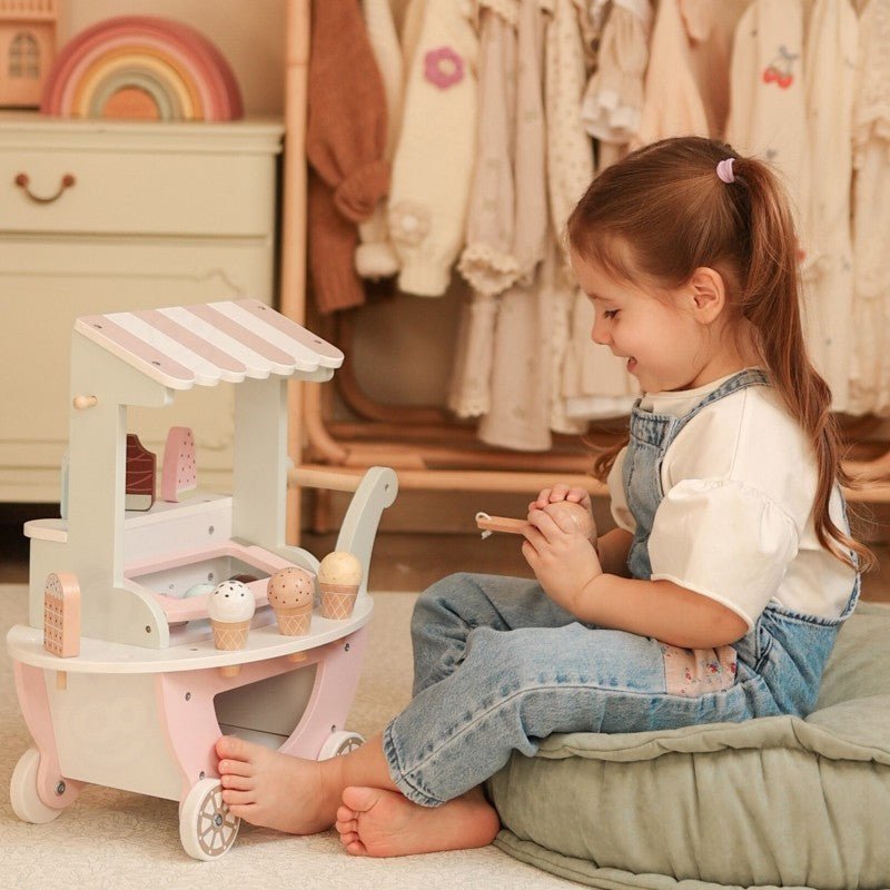Wooden 3 - in - 1 Ice Cream Shop & Market Cart - Kindeco