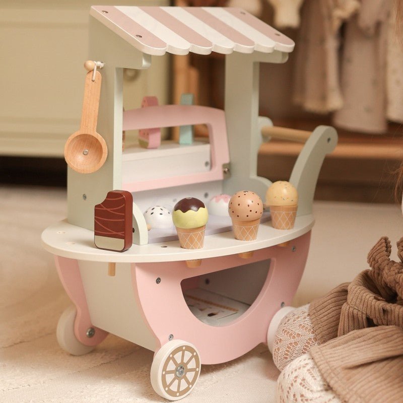 Wooden 3 - in - 1 Ice Cream Shop & Market Cart - Kindeco