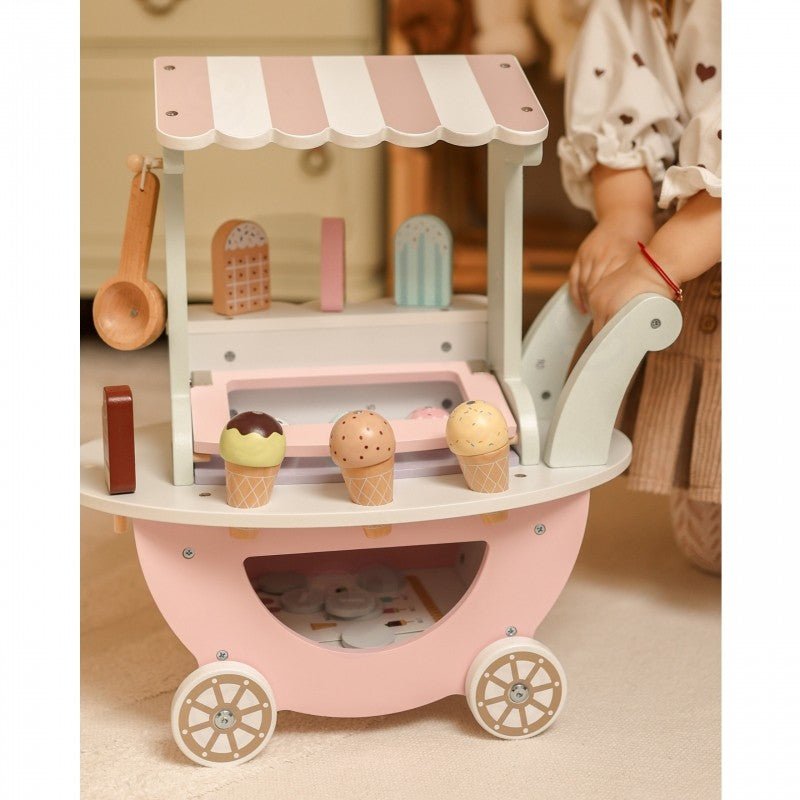 Wooden 3 - in - 1 Ice Cream Shop & Market Cart - Kindeco