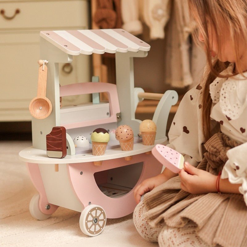 Wooden 3 - in - 1 Ice Cream Shop & Market Cart - Kindeco