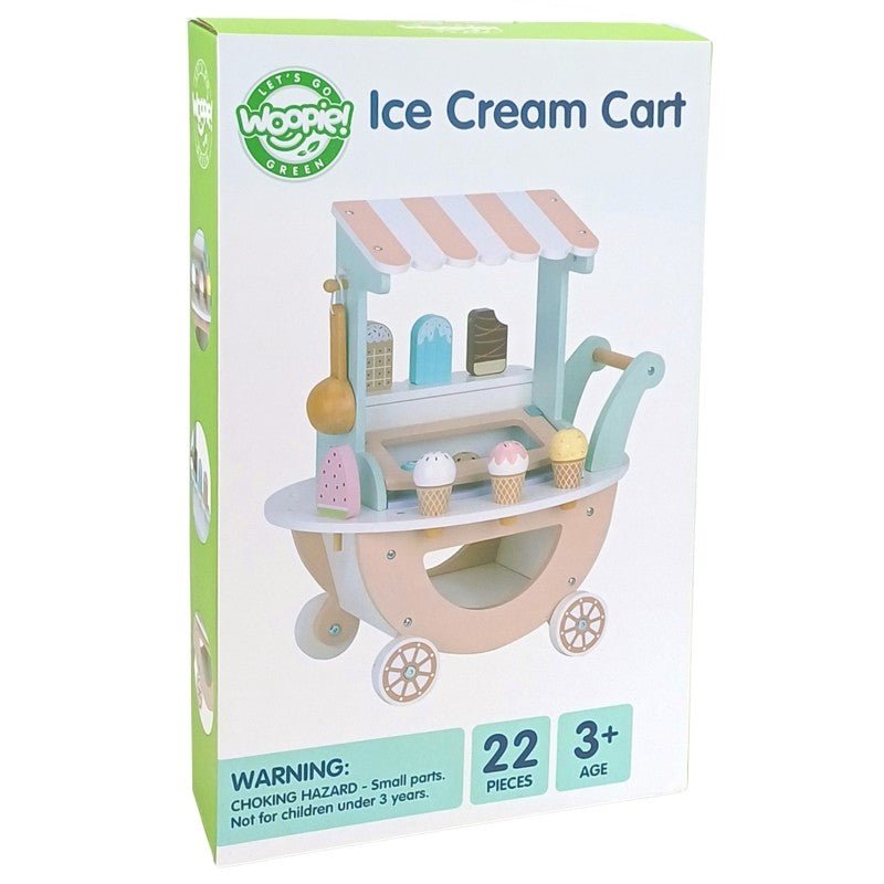Wooden 3 - in - 1 Ice Cream Shop & Market Cart - Kindeco