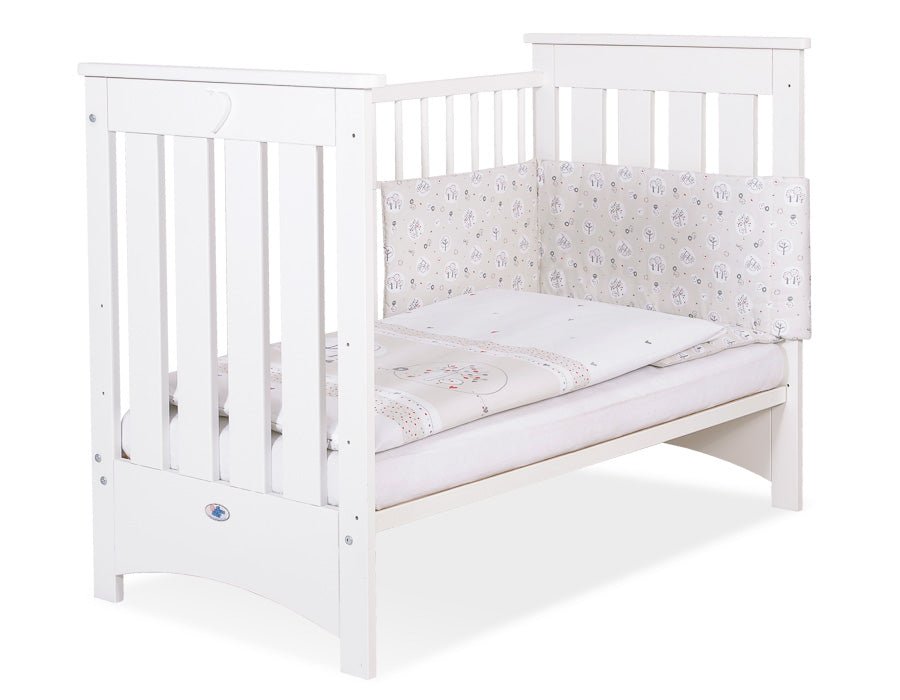 Wooden Baby Cot 120x60cm Lorenzo III - White - Kindeco