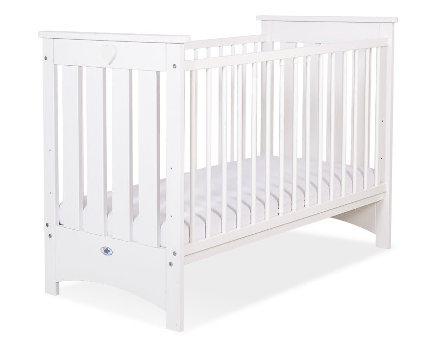 Wooden Baby Cot 120x60cm Lorenzo III - White - Kindeco