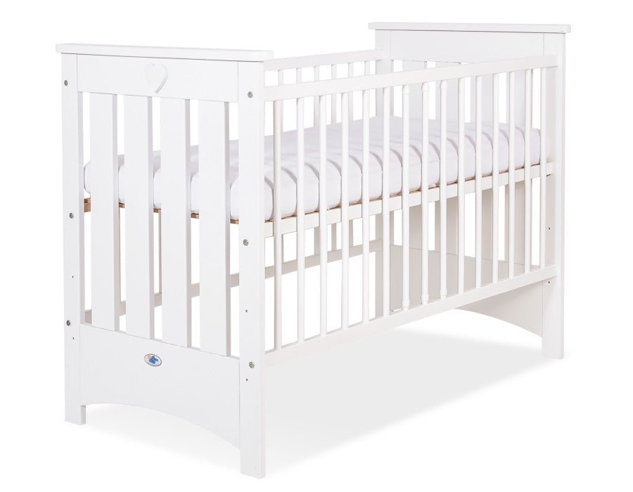 Wooden Baby Cot 120x60cm Lorenzo III - White - Kindeco