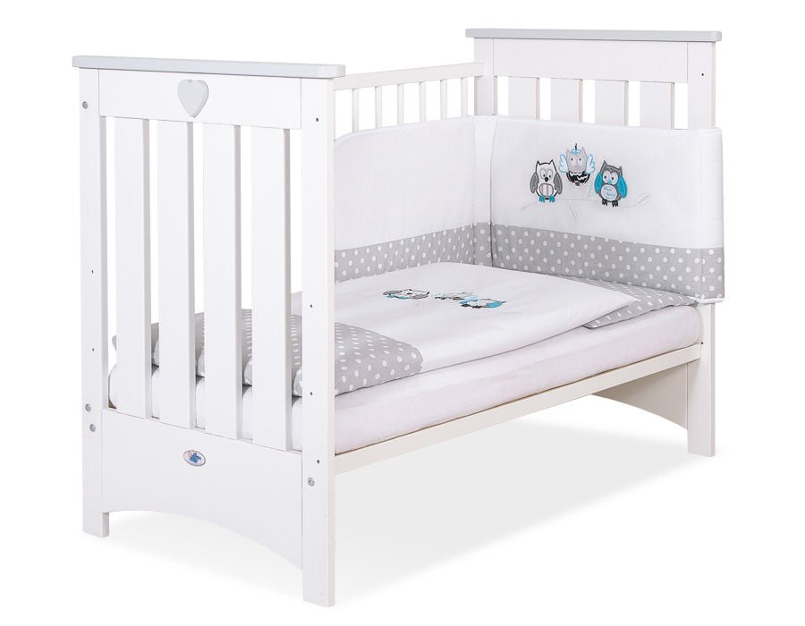 Wooden Baby Cot 120x60cm Lorenzo III - White - Grey - Kindeco