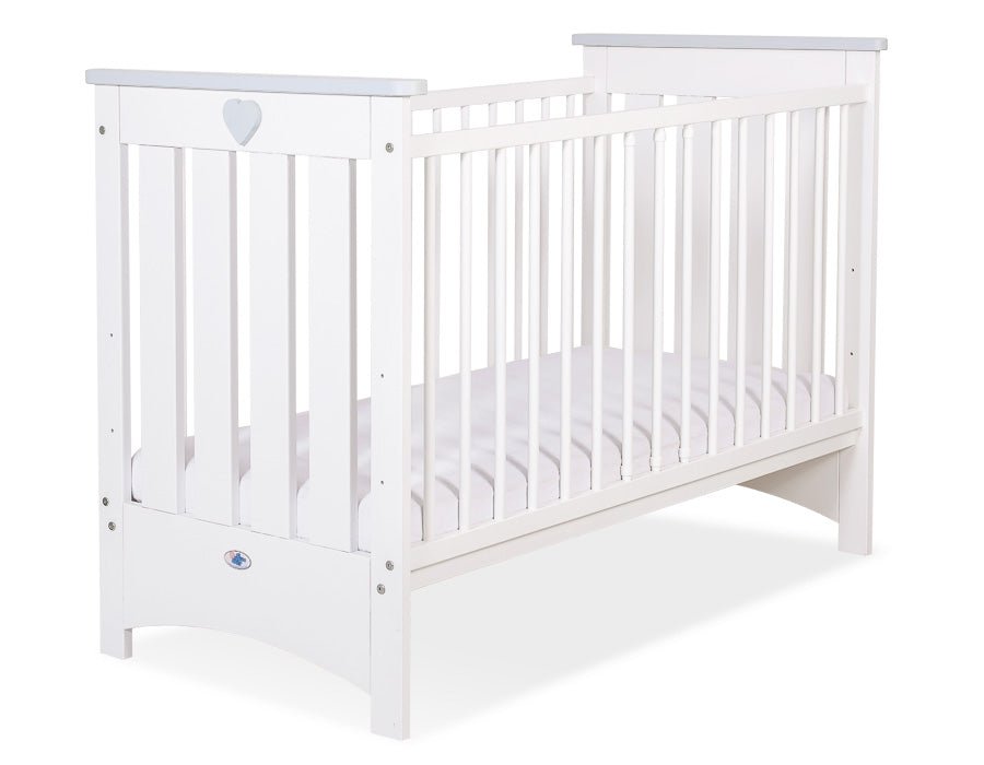 Wooden Baby Cot 120x60cm Lorenzo III - White - Grey - Kindeco